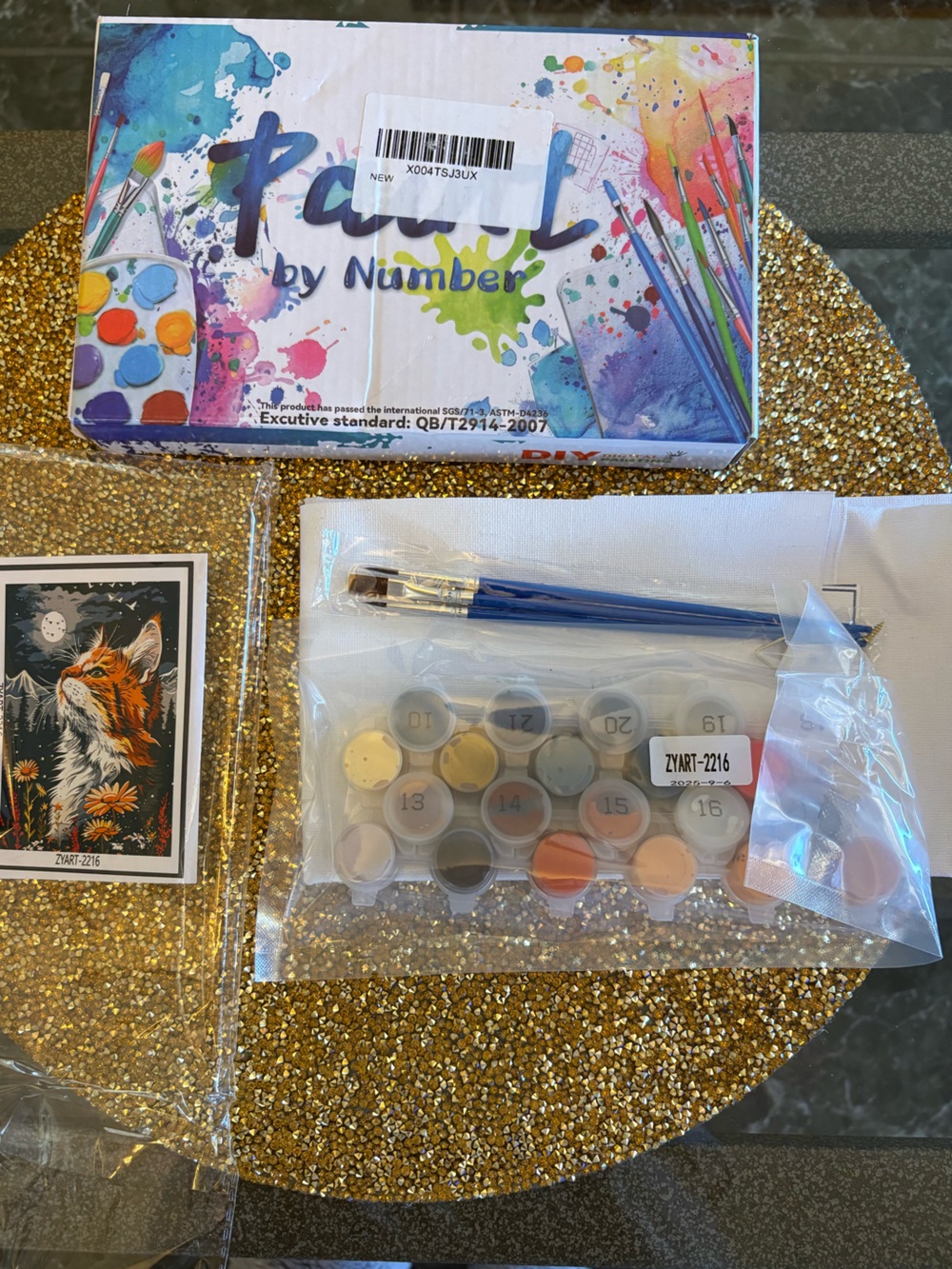 DIY NWT Paint-by-Number Kit with Multi Color,Paints, paint brush and canvas.